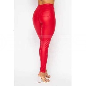 Customized <b>Red</b> <b>Leather</b> Pants Women's Casual Wear Original Design with Wholesale Price New Latest <b>Legging</b> - Product Image 4