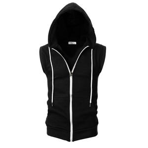 Offre Spéciale noir fermeture éclair sans manches coton Gym Hoodies pour les femmes - Product Image 3