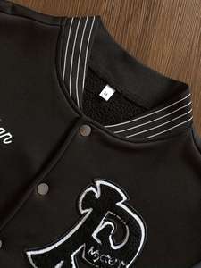 Wholesale 2025 <b>Men's</b> Custom 100% Cotton High Street <b>Varsity</b> <b>Jacket</b> Stand Collar New Design Embroidered Logo Winter <b>Bomber</b> OEM - Product Image 3