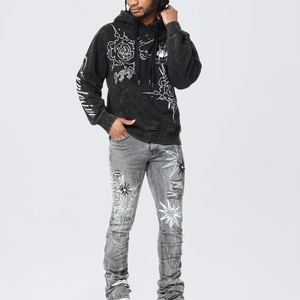 Men's Hoodies Rhinestone Pullover 100% Cotton Oversize Printing Custom Hoodies Manufacturers Heavyweight Hoodie for Men - Product Image 6