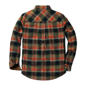 Chemise en flanelle classique pour homme, manches longues, 100% coton, vêtement décontracté, bouton, motif uni personnalisé, écologique, respirant, séchage rapide, haute qualité - Product Image 2