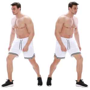 Shorts en maille personnalisés Streetwear 220g, respirants, décontractés, pour la salle de sport, hommes, impression intégrale, shorts de basket-ball en maille, double couche - Product Image 3