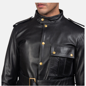 แจ็กเก็ตหนังแท้สำหรับผู้ชายกันน้ำกันลมมีขาตั้งสไตล์แนวสตรีทคุณภาพสูง - Product Image 3