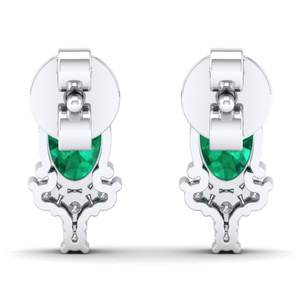 REYES Precio al por Mayor, Pendientes de Plata de Ley 925 con Moissanita, Cierre de Rosca, Chapados en Oro Blanco de 14K, Joyería con Piedras Preciosas de Esmeralda - Product Image 4