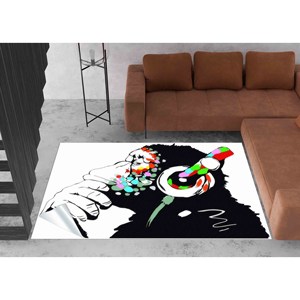 Tapis Banksy Monkey : Art abstrait, lavable en machine, tapis imprimé, tapis en chenille - Product Image 4