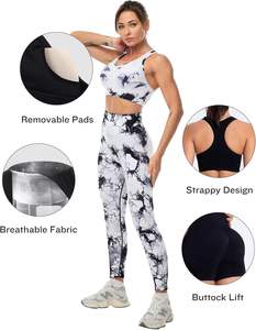 Women's Yoga <b>Leggings</b> and Shorts 2-Piece Set with Four-Way Stretch Breathable Fabric for Gym Fitness Workout Prices - Product Image 2