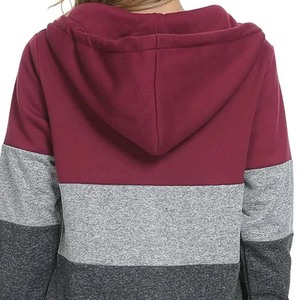 Nueva llegada Su propio diseño OEM ODM Servicio Señoras Color Block Hoodie 2024 Nueva llegada Zip up Hoodies para la venta - Product Image 6
