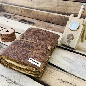 Antique Vintage Leather Cover Journal Notebook Diary With Deckle Edge Handmade Paper Journal Diary - Product Image 6
