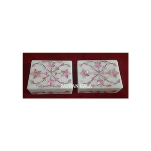 Les plus beaux coffrets cadeaux en marbre blanc nacre rose coquillage naturel avec taille personnalisée et magnifique boîte incrustée - Product Image 1