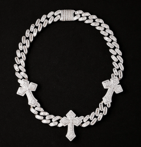 Hip Hop 8mm Iced Out Miami Collar de cadena de eslabones cubanos 925 Plata Rosa Chapado en oro VVS Moissanite Diamante Joyería fina para hombres - Product Image 5