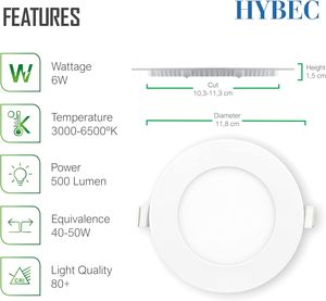 Clar hybec nhôm Thêm Slim 6W/12W/20W/24W <span class=keywords><strong>Led</strong></span> lõm Spotlight <span class=keywords><strong>Downlight</strong></span> phòng tắm năng lượng hiệu quả chiếu sáng trang trí - Product Image 2