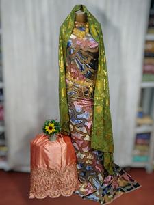 Robe en tissu de velours Maqbal Dirac somalien tendance et luxueuse, jacquard uni à motifs floraux pour filles, mariage ethnique spécial - Product Image 3