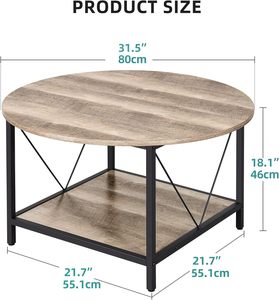 Hot Selling Modern Design <b>Rustic</b> Wood <b>Coffee</b> <b>Table</b> with Metal Marble Stone for Dining and Home Use Storage Shelf Included - Product Image 2