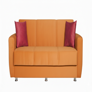 Sofá Cama Convertible Naranja, Estilo Europeo, Estructura con Almacenamiento, Tapicería de Tela Ecológica, Respaldo Acolchado, Portátil, Más Vendido - Product Image 1