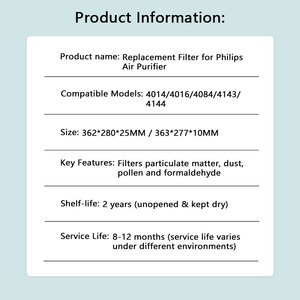 Filtro Compuesto de Carbón Activado y HEPA de Alta Eficiencia FY3107, Filtro de Repuesto para Purificador de <span class=keywords><strong>Aire</strong></span> <span class=keywords><strong>Philips</strong></span> AC3252 AC3254 AC3256 - Product Image 2