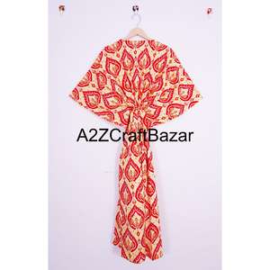Handmade Wholesale Hand Block Print Cotton <b>Kaftan</b>: Organic Handmade Dress, Ethnic Robe For Womens And <b>Girls</b> - Product Image 5