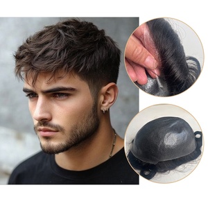 ทูเป้สีน้ำตาลดำสำหรับผู้<span class=keywords><strong>ชาย</strong></span> ระบบเปลี่ยนผมด้วยผมแท้ PU แบบฉีด  ทูเป้ผิวบางสำหรับผู้<span class=keywords><strong>ชาย</strong></span>  ชิ้นส่วนผมปลอมสำหรับผู้ชาย  ชุดผมเสริมสำหรับผู้ชาย - Product Image 1