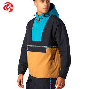 Chaqueta cortavientos con capucha y cuello levantado de lona Unisex invierno transpirable a prueba de viento estilo de calle alta - Product Image 2