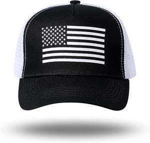 หมวกเบสบอลพิมพ์ลายแบบวินเทจ หมวกคาวบอยทรงนิ่ม หมวกทรัคเกอร์ลายธงชาติอเมริกัน หมวกเบสบอลปักโลโก้หรือตัวอักษรตามสั่ง - Product Image 1