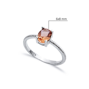 แหวนหินซัลทาไนต์ทรงไข่6x8มม. เครื่องประดับเงินสเตอริง925แฮนด์เมดสไตล์ตุรกี - Product Image 2