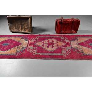Turkish Vintage Rug, <b>Runner</b> 2.9x11.8 ft (89x359 cm) Rug, <b>Red</b> Moroccan Wool Rug - Product Image 3