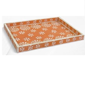 Nueva Bandeja de Madera de Diseño con Acabado de Incrustaciones de Hueso, Estilo Único, Bandeja para Servir Dulces, Pasteles, Café o Té - Product Image 1