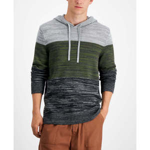 Maglione con Cappuccio da Uomo Sun + Stone 100% Cotone Lavorato a Maglia, Bicolore con Motivo Blu Navy, Traspirante, Taglia XL - Product Image 1