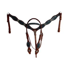 Cabeza occidental de cuero Natural para caballos, cabeza con brida occidental, diseño de caballo, tachuelas - Product Image 3