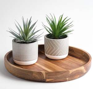 Round Wooden <b>Serving</b> Tray | Ottoman 15.7" | Round Coffee Table Tray | Decorator | <b>Serving</b> Round | Wooden - Product Image 4