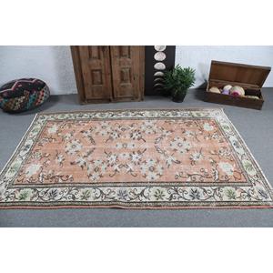 พรมวินเทจขนาด 4.9x7.5 ฟุต พรมตุรกี พรมลายพรางสีส้มขาวทำจากขนสัตว์ - Product Image 3