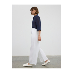 Pantalon respirant à jambes larges en mélange de coton avec ceinture élastique - Product Image 3