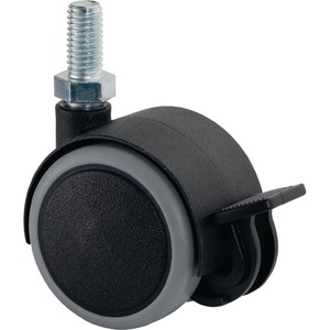 Caster <b>Wheels</b> with Brake-<b>Plastic</b> Twin Caster 50 Mm Diameter 50 Kg Load Capacity M10 Thread Grey - Product Image 1