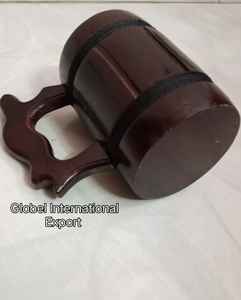 Chope à bière en bois de chêne et acier inoxydable faite à la main, gravée avec des motifs personnalisés, écologique, classique pour les amateurs de fêtes - Product Image 5