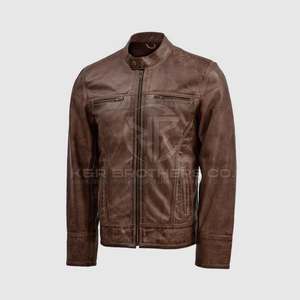Veste d'hiver en cuir véritable à la mode pour hommes, vêtements d'extérieur chauds et durables avec style moderne, veste d'hiver en cuir décontractée et élégante pour hommes - Product Image 1
