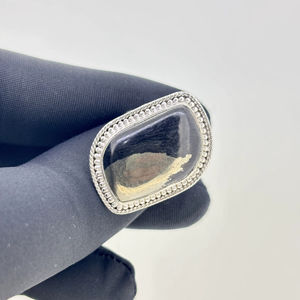 Anillos de Plata de Ley 925 con Cabujón de Pirita Natural de Buena Calidad, Forma Elegante, Material Sólido, Engaste de Bisel, para Bodas y Fiestas - Product Image 2