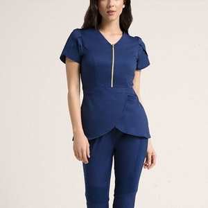 Uniformes hospitaliers populaires à la mode uniformes médicaux souples pour femmes uniformes d'infirmière col en V de haute qualité en spandex pour femmes - Product Image 6