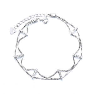 Bracciale in Oro 18K a Doppio Strato con Cristalli, Eleganti Braccialetti dal Tocco Lussuoso - Product Image 1