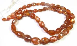 Alta calidad 17 \ "Strand Natural Sparkle Orange Sunstone 7-14mm Cuentas facetadas Gemas africanas sueltas inspiradas en cuentas de corte ovalado - Product Image 3