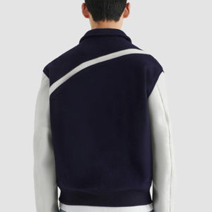 แจ็กเก็ตคอปกตั้งสำหรับผู้ชายเสื้อขนสัตว์แขนหนังดีไซน์ทันสมัยสวมใส่สบาย - Product Image 3