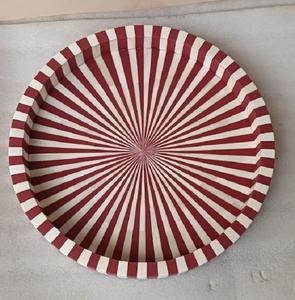 Bandeja con incrustaciones de hueso antiguo rojo, bandeja elegante de diseñador hecha a mano para servicio de centro de mesa y organización del hogar, venta al por mayor de La India - Product Image 1