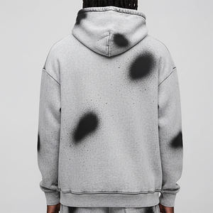 Custom Made 100% Cotton Fleece Oversize Drop Shoulder <b>Black</b> Sprayed Men Hoodies High Quality Plus Size Loose Fit <b>Hoody</b> For Men - Product Image 5