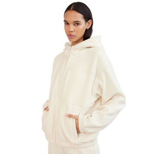 Sudadera con capucha de mujer con cremallera extragrande de algodón 100% de color liso Jersey pesado deportivo de felpa francesa con logotipo personalizado - Product Image 2