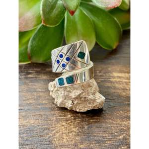 Raymond Begay Natural Gemstones Opal & Rose Gold / Gold Plated Sterling Silver <b>Adjustable</b> <b>Ring</b> Size 7.5 Gift - Product Image 1