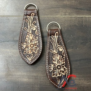 Nouveau Clip à Chapeau en Cuir Western Façonné à la Main avec Aimant Puissant pour Ceintures et Sacs – Porte-Chapeau Élégant à Motif Floral Sculpté - Product Image 1