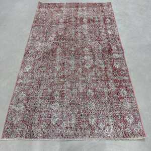 Alfombra Vintage de 4x7 pies, Alfombra Turca, Alfombra Abstracta Roja - Product Image 1
