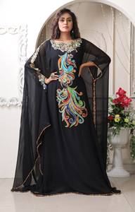 Caftán Marroquí 2024, Vestido Largo de Gasa Estilo Dubai, Vestidos de Mujer con Lentejuelas, Cristal, Bordado Natural y Cinta Dorada - Product Image 3