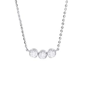 Vente en gros 1.00Ct Moissanite Trilogy Collier pour Femmes 17 Pouces 14K Or Blanc Style de Bijoux Intemporel - Product Image 1