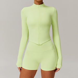 Vêtements de yoga pour femmes sur mesure, respirants, en spandex, coupe ajustée, vestes zippées pour la salle de sport, la remise en forme, la course à pied, le Pilates, prix de gros, prix bas - Product Image 6