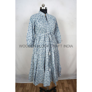 Robe mi-longue pour femmes, manches 3/4, col en V, taille naturelle, dentelle, coupe évasée, robe de mariée décontractée écologique, 100% coton - Product Image 2