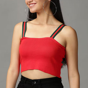 Top corto sin mangas con cuello Halter, ideal para trajes de verano, Top corto sin mangas con cuello profundo para mujer, estilo minimalista moderno - Product Image 2